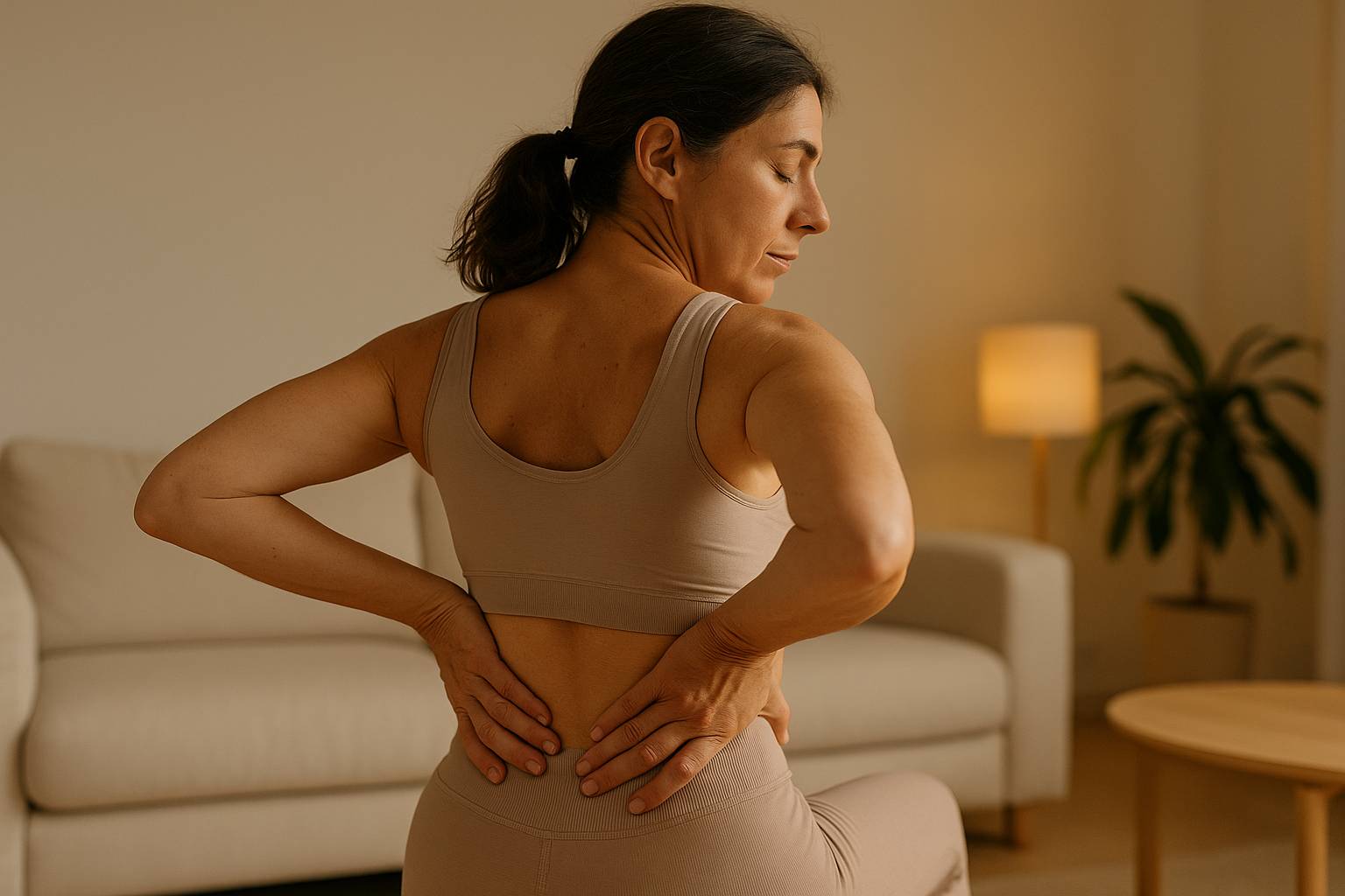 Automasaje corporal para relajar la zona lumbar sin accesorios